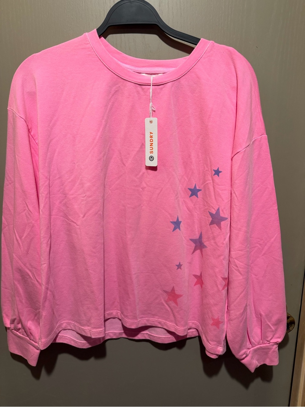 Sundry Pink Star-Print Crewneck Sweatshirt